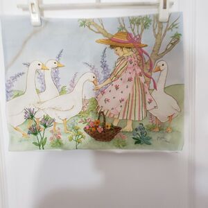 Hand Embroider Picture 1987 The Creative Circle Little Girl with Geese
